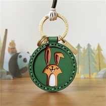 HULLY original bunny bag pendant personalized car key chain design handmade cowhide creative pendant