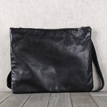 Mens handmade cow leather single shoulder inclined satchel head layer Bull Leather Casual Cross Section Leather Bag Single Shoulder Bag Deep Hill Nine