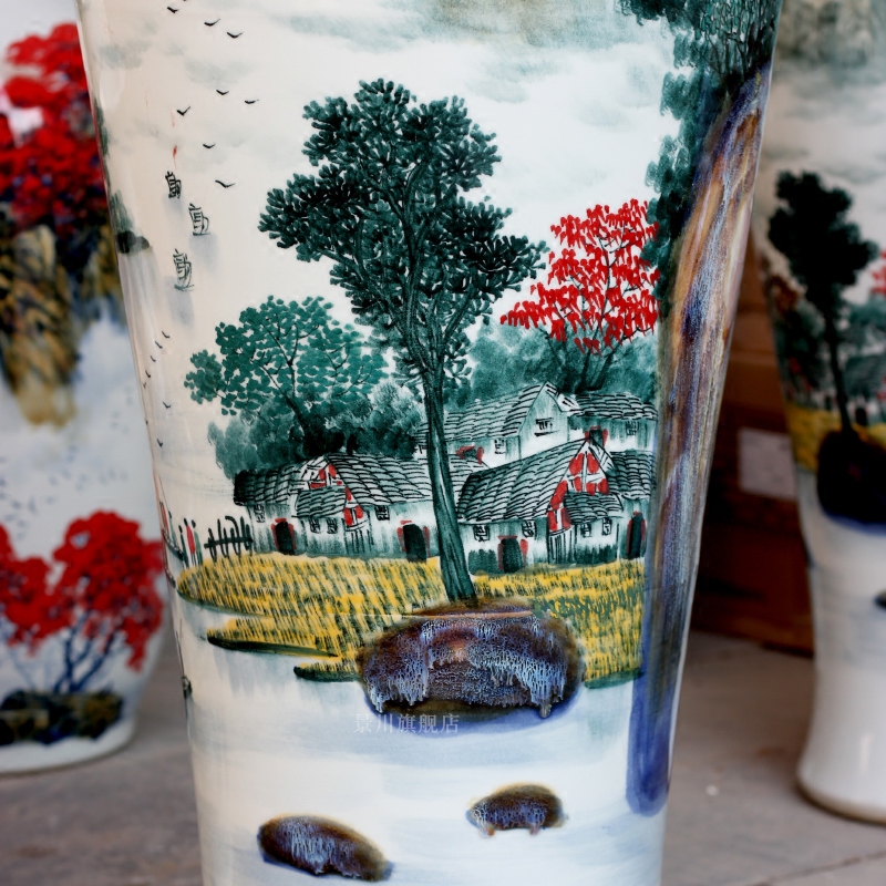 Jingdezhen ceramic bottle handicraft furnishing articles hand - made scenery south xiuse of large vase decoration opening gifts