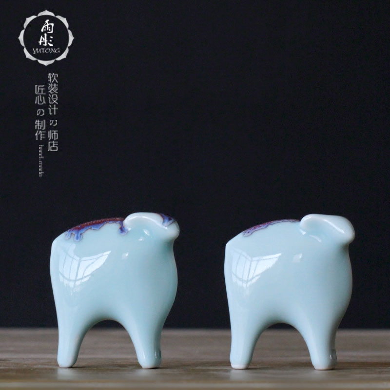 Rain tong home | ceramic furnishing articles creative gifts green cattle cattle furnishing articles furnishing articles ceramics process study