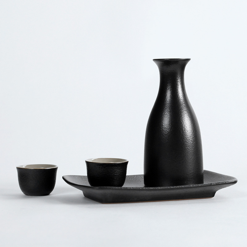 Poly real (sheng home wine wine coarse some ceramic porcelain small a small handleless wine cup of black points wine liquor cup Japanese - style wine decanters