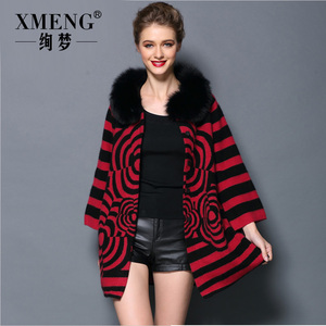 <em>2015</em>冬季新款<em>欧美大牌</em>印花狐狸毛领<em>貂绒</em>中长