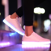 Seven Color Luminous Shoes Night Dance Ghost Walking Shoes Korean version trendy lovers shoes men and women LED nighttime shoes USB charging fluorescent shoes