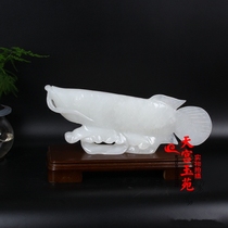 Natural Jade goldfish ornaments creative gifts Zhaocai town house TV wine cabinet animal sculpture company opened