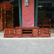 Yunlai mahogany furniture Laos red sour branch carved three combination solid wood TV cabinet Ming and Qing classical storage cabinet
