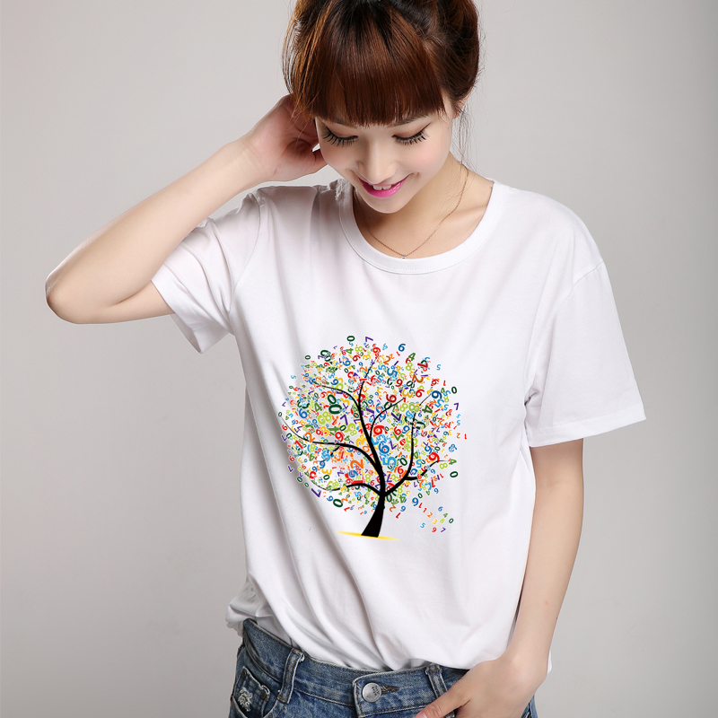 明星同款个性彩色字母大树图案印花潮牌时尚百搭休闲情侣短袖t恤