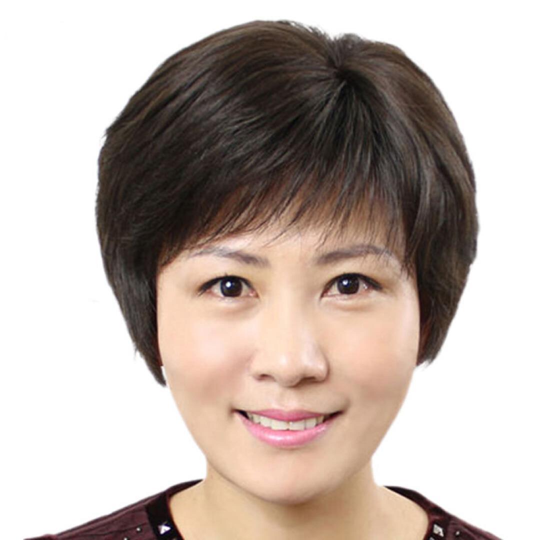 艾丝菲中老年真发假发 女士短发老年人短直发妈妈假发自然真人发_7折