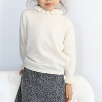 TT suede Original design 100 Mountain cashmere child female baby stand lace to bottom cashmere sweater multicolored