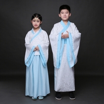 Childrens Hanfu Small book Childrens Chinese School clothing Three-character Sutra disciple rule Male and female childrens student performance clothing Golden child Jade ancient costume