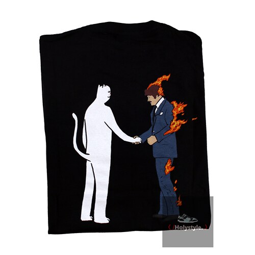 ripndip 正品美国潮牌 burn 弗洛伊德火焰中指贱猫 短袖t恤宽松男_7折