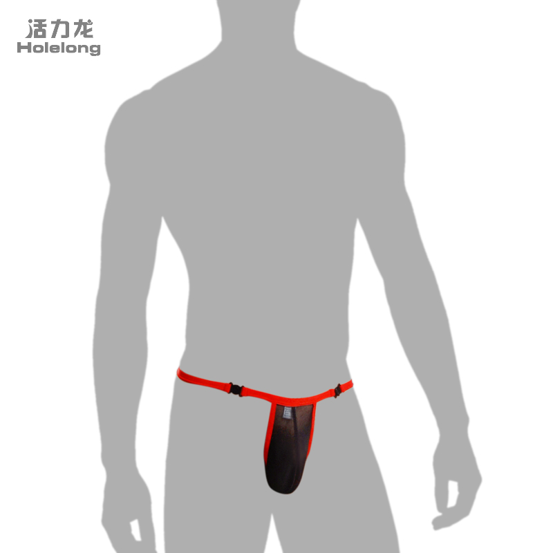 活力龙男士丁字裤性感全透明透视网纱内裤头低腰囊袋u凸设计t裤