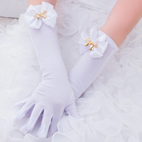 当前热销儿童手套学生手套礼服手套公主长款女童花童礼服手套白色舞蹈