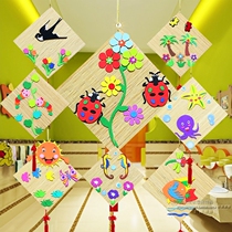 Kindergarten ornaments ornaments bamboo curtains ornaments corridors diy handmade bamboo sticks bamboo curtains ornaments background painting