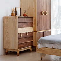 Upper shape child in milk bucket Cabinet white wax black walnut wood four-way cabinet childrens clothing storage cabinet solid wood storage locker