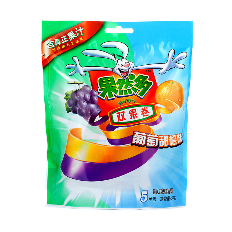 天猫超市果然多双果卷葡萄甜橙口味50g包新老包装随机发货