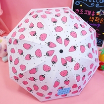 Girl heart Japanese cute hipster fruit strawberry soft cute girl birth umbrella black sun umbrella