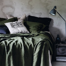 Natural Naked Sleepism Hanmb bed Pinned with its green washed full linen bed comfort four pieces of covered bedcover pillowcase