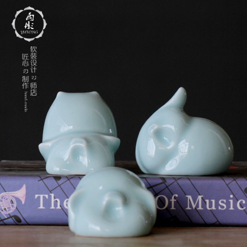 Jingdezhen shadow green home home room bedroom adornment family, lovely cartoon creative ceramics furnishing articles suit a pig