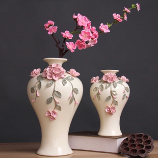 新中式陶瓷花瓶客厅电视柜家居软装饰品摆件样板房创意插花艺套装
