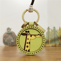 HULLY giraffe cute Japanese cartoon car keychain original cowhide handmade ornaments creative gifts