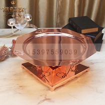 Stainless steel fruit plate rose gold fruit plate ktv stainless steel table supplies bar night table table big fruit plate