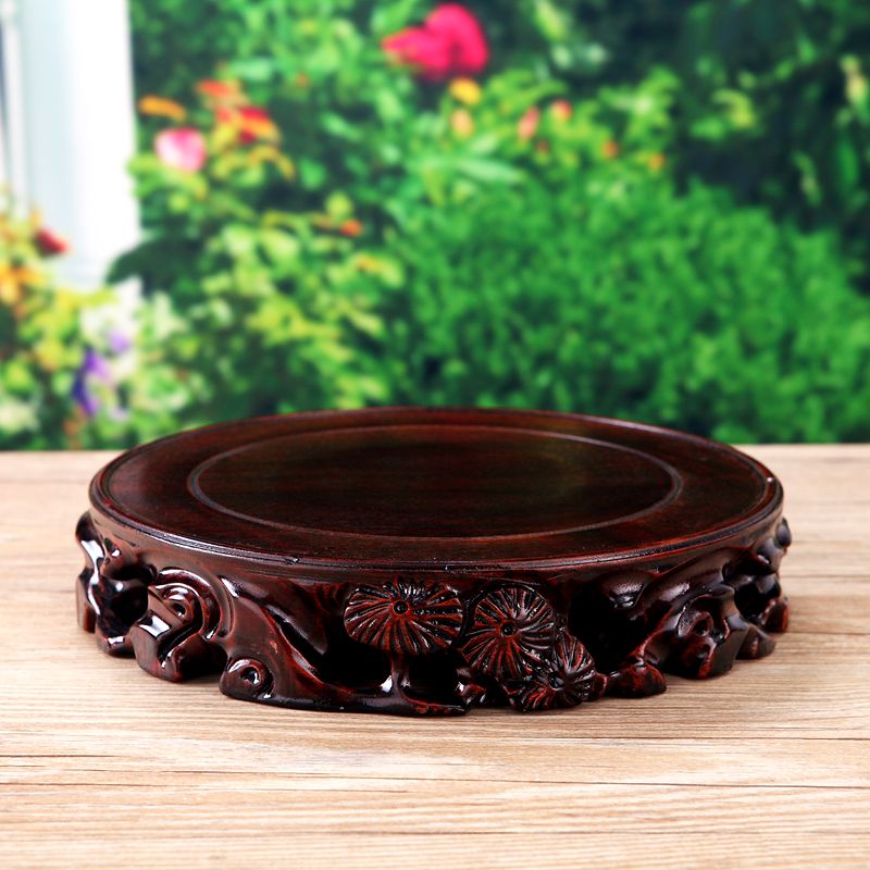 Solid wood base vase root carving stone base carved wooden furnishing articles heightening thick circular crafts wholesale base