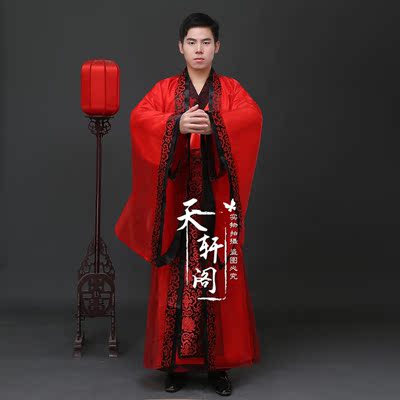 2015新款男士古装汉服婚服 曲裾服古装华服唐装古代舞台演出服装