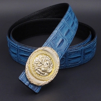 Lion Head Smooth Buckle Strap Man Genuine Leather Crocodile Tattooed Belt Beast leather individuality Youth Korean version casual pants strap