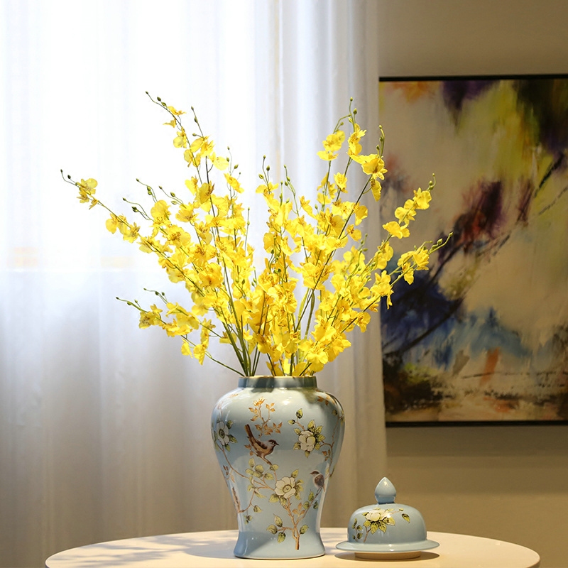 Jingdezhen ceramic vases, modern new Chinese style flower furnishing articles furnishing articles living room table flower implement simulation flower candy jar