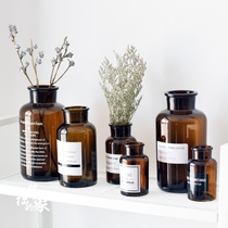 Small glass vase vintage mini transparent hydroponic creative personality photo props ins wind decorative dried flower vase