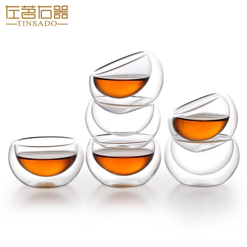 ZuoMing prevent hot cups right implement double glass insulation mini sample tea cup kung fu small 6 cups