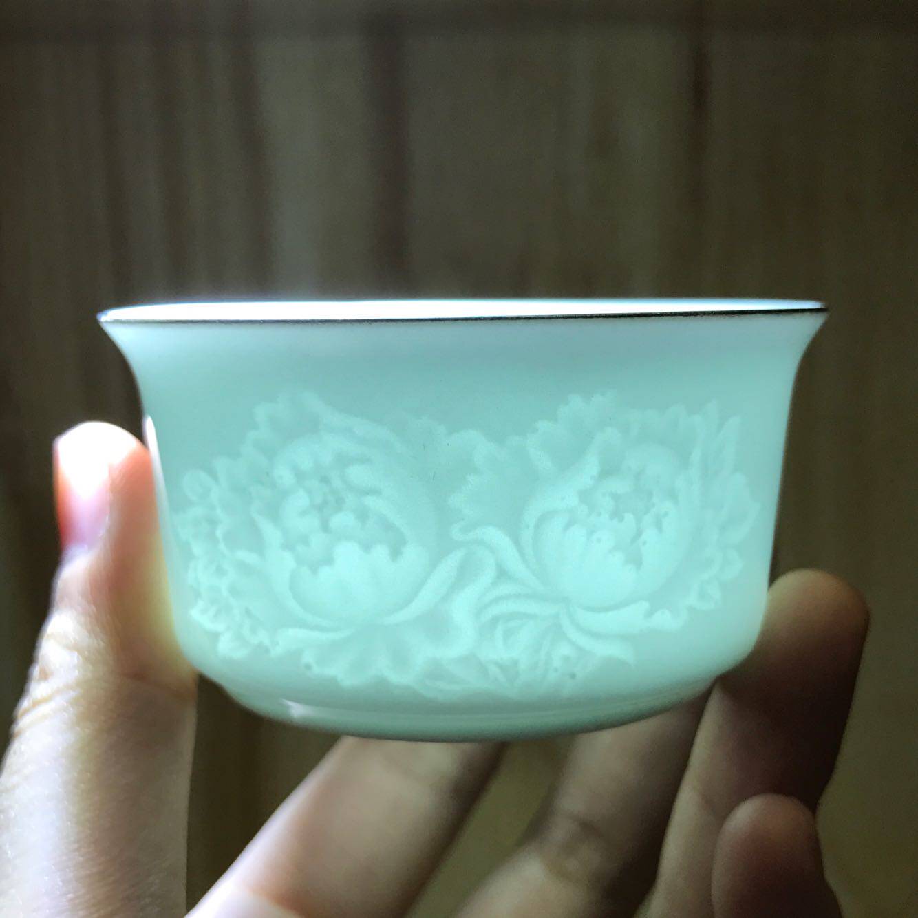 影青雕茶杯 小品杯 荷花牡丹小口杯 青瓷影青花茶杯茶具 多种可选