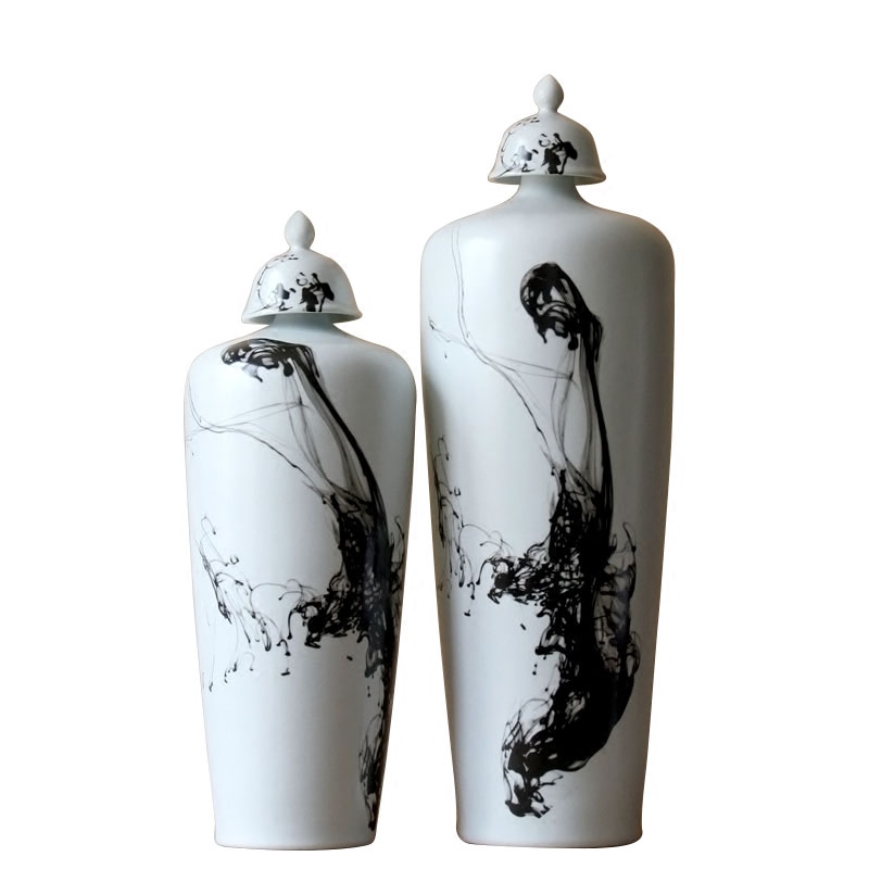 Jingdezhen ceramic freehand brushwork in traditional Chinese hand - made ink vase landing big jar of household decorates sitting room porch home furnishing articles