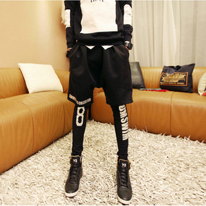 现货太空棉<em>男短裤</em>紧身裤假两件<em>打底裤</em>套装<em>跑男</em>