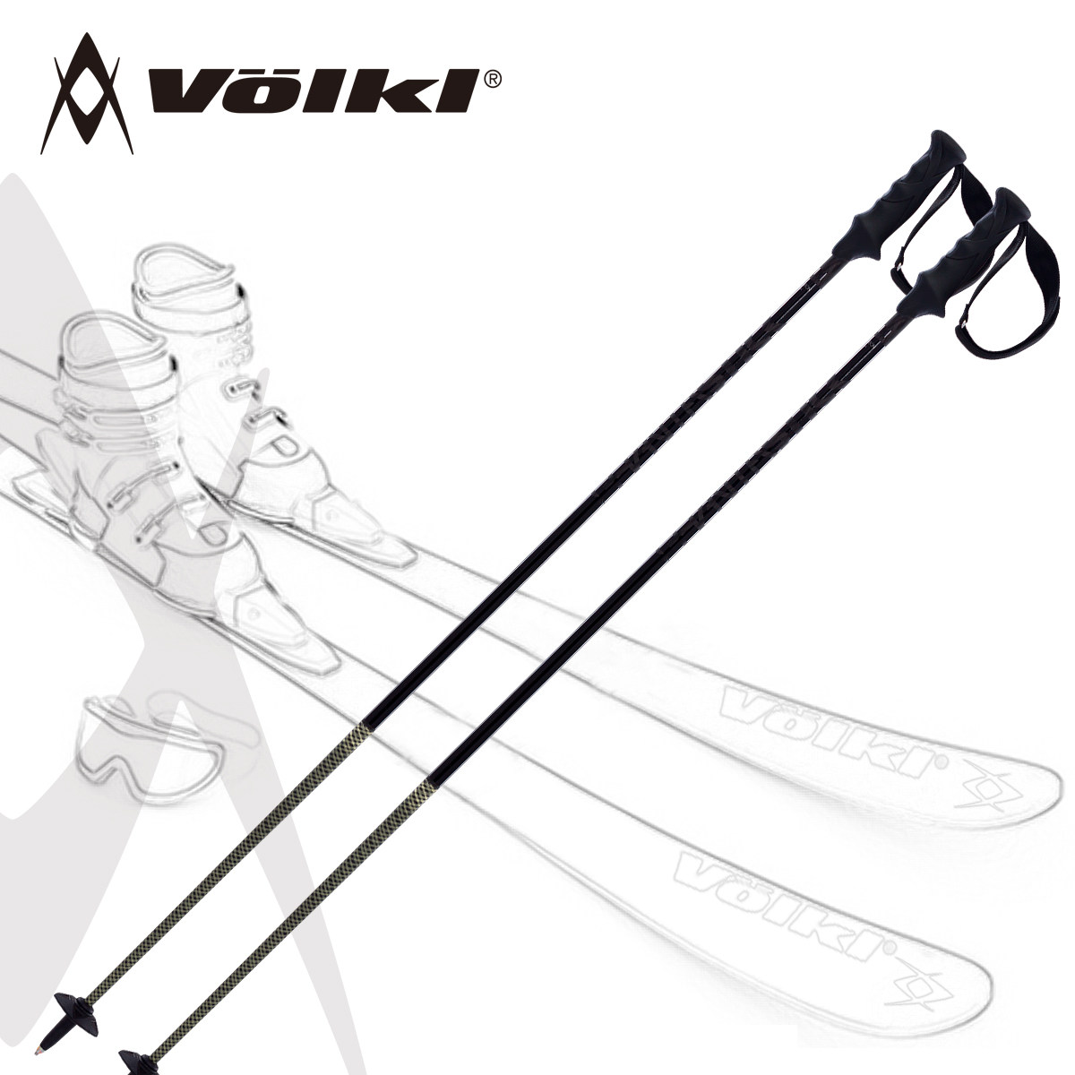 volkl/沃克滑雪杖双板手杖男士超轻碳纤维滑雪杖 滑雪手杖v-werks