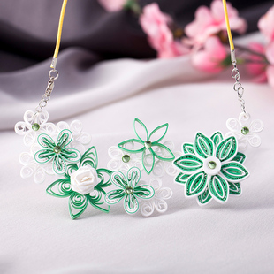 原创简约甜美气质情人节礼物衍纸纯手工打造生日礼物时尚文艺项链