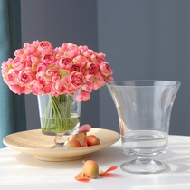Living room Vase ornaments European transparent glass modern minimalist tall dining table flower home bedroom decorations