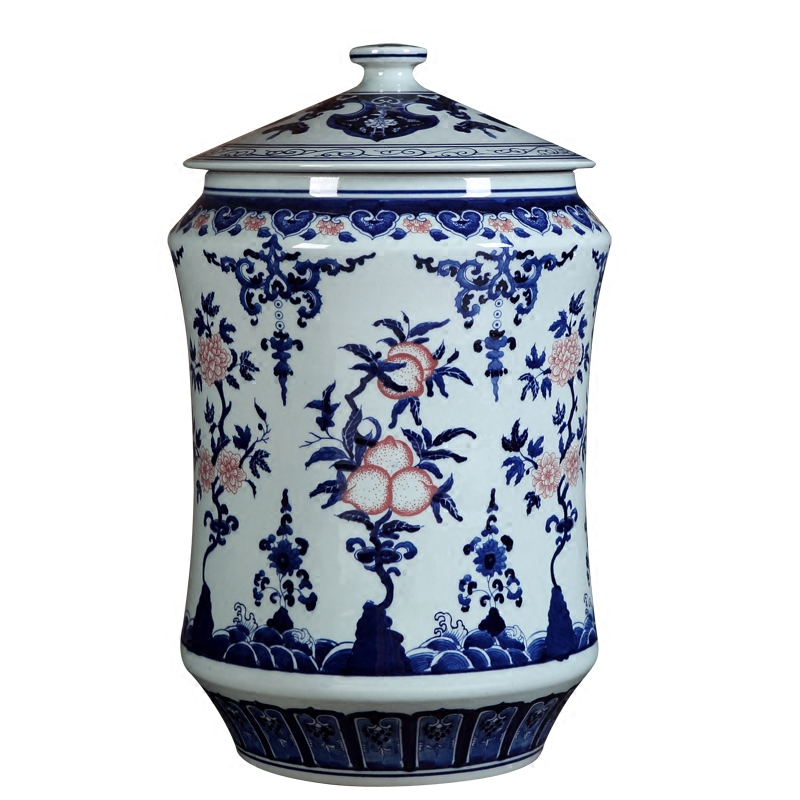 Furnishing articles antique hand - made porcelain of jingdezhen ceramics youligong puer tea caddy fixings storage jar size