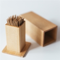 Rusu life Japanese wooden toothpick box square covered creative toothpick cans log portable portable portable toothpick tube