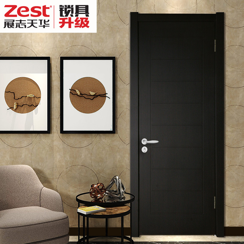 展志天华木门黑色简约室内门wl1021p