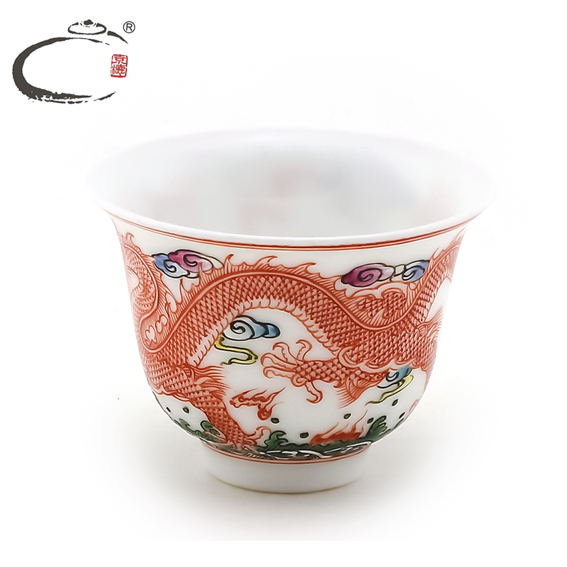 And auspicious hand - made sample tea cup tea cup bowl is blue And white porcelain enamel leap cup kung fu tea set