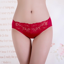 Upscale mulberry silk underpants lace lace florid edge Sexy comfort low waist genuine silk Triangle pants knit genuine silk underpants