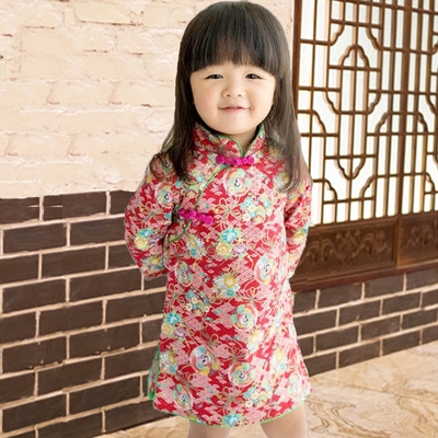 Spring and summer models in large children's cheongsam sleeveless dress cotton princess crane Chinese style baby dress