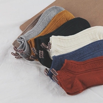 South Korean ulzzang minimalist original Ceport Wind base pure colour cotton knit short socks male and female couples boat socks