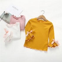 Girls undershirt long sleeve T-shirt Spring autumn in childrens baby white blouses Korean version 2018 new pure colour cotton