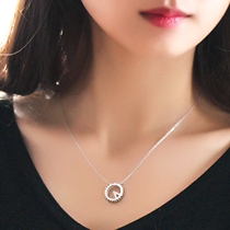 925 Silver 5:20 Necklace Clock Zircons Shiny Pendant Lock Bone Chain Fashion Neck Chain Ornament Female Gift Valentines Day