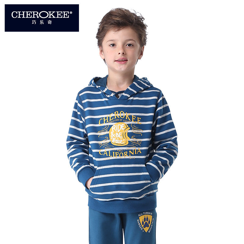 cherokee/巧乐奇卫衣男童连帽套头春秋款舒适条纹卫衣640300