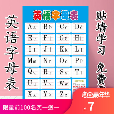 英语字母挂图字母表儿童26个英文大小写小学生abcd发音墙贴音标