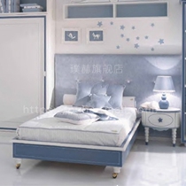 Childrens bed Boys combination sheets bed 1 5m student multifunctional youth fabric Mediterranean boys