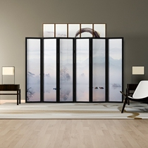 Chinese ink folding screen partition Genguan Fashion Living Room Mobile Folding Screen Restaurant Hotel Solid Wood Screen Half Through